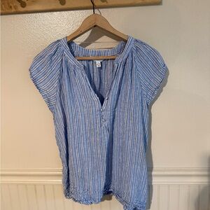 Time and Tru Blue and White Striped Blouse
